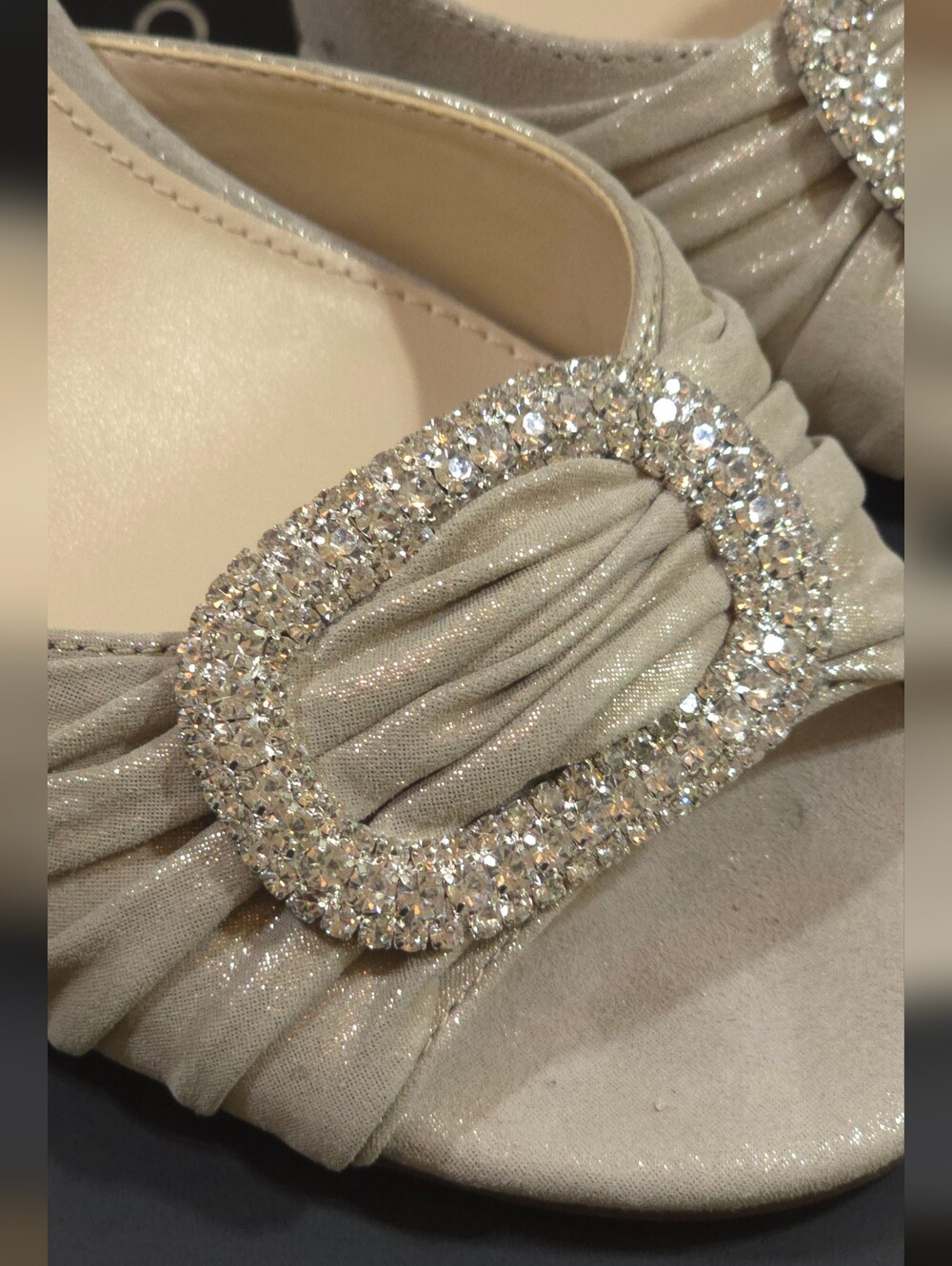 Pelle Moda Huxley Pumps Size 9.5 Dark Taupe Crystal Buckle Peep Toe NWT - Picture 12 of 16